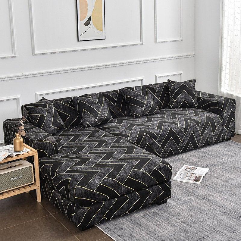 Housse de canapé élastique géométrique premium pour canapés sectionnels