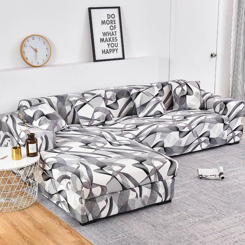 Housse de canapé élastique géométrique premium pour canapés sectionnels