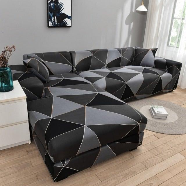 Housse de canapé élastique géométrique premium pour canapés sectionnels