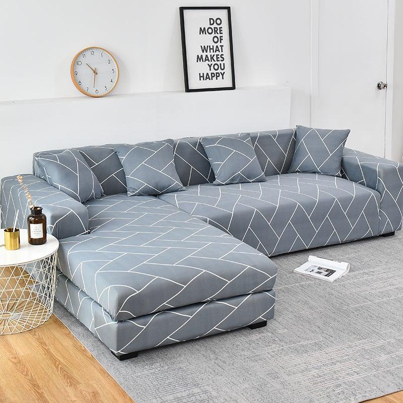 Housse de canapé élastique géométrique premium pour canapés sectionnels