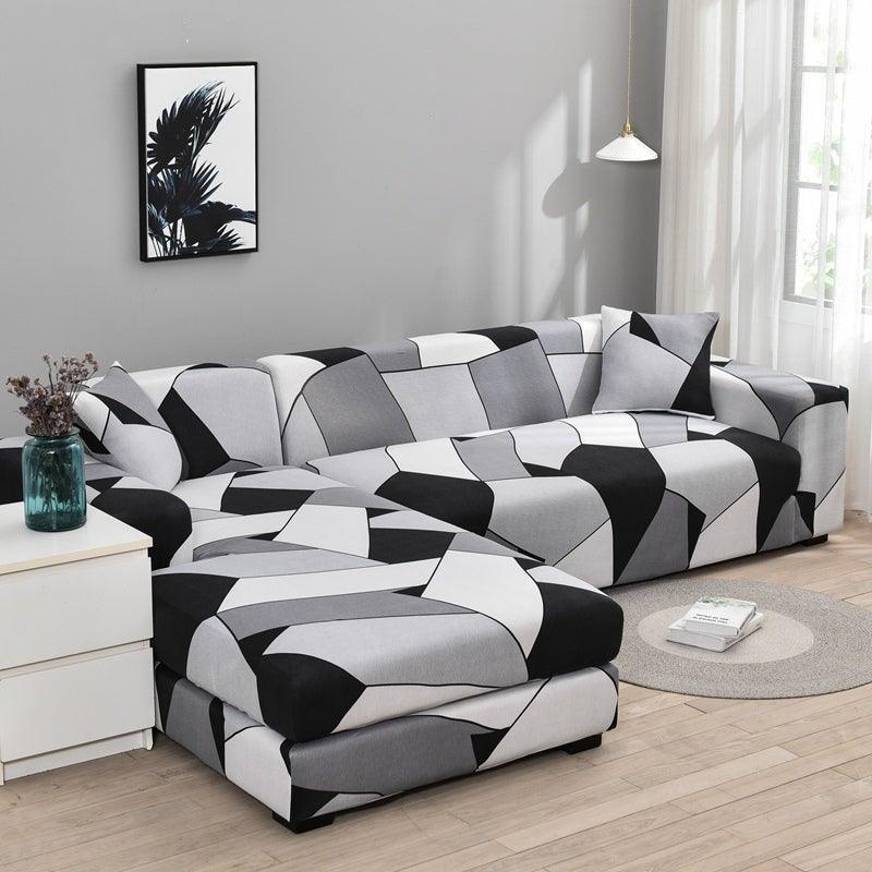 Housse de canapé élastique géométrique premium pour canapés sectionnels