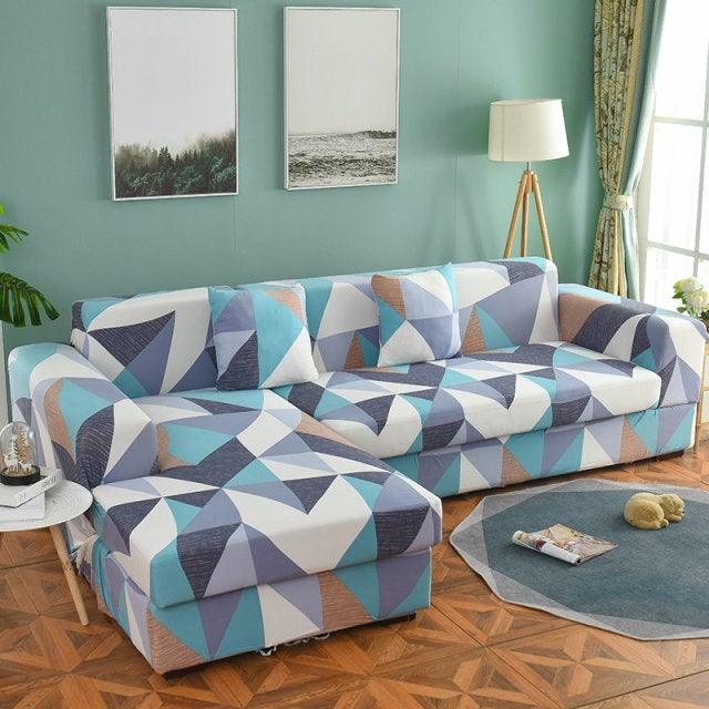 Housse de canapé élastique géométrique premium pour canapés sectionnels
