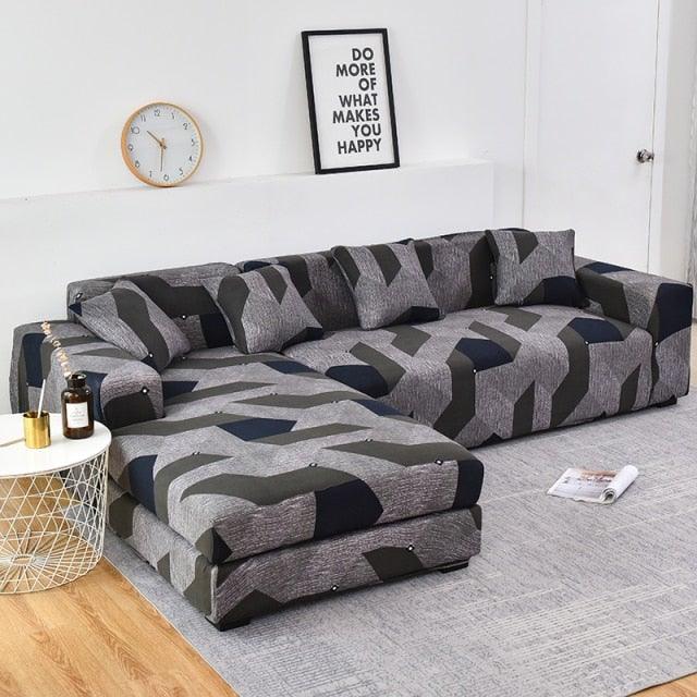 Housse de canapé élastique géométrique premium pour canapés sectionnels