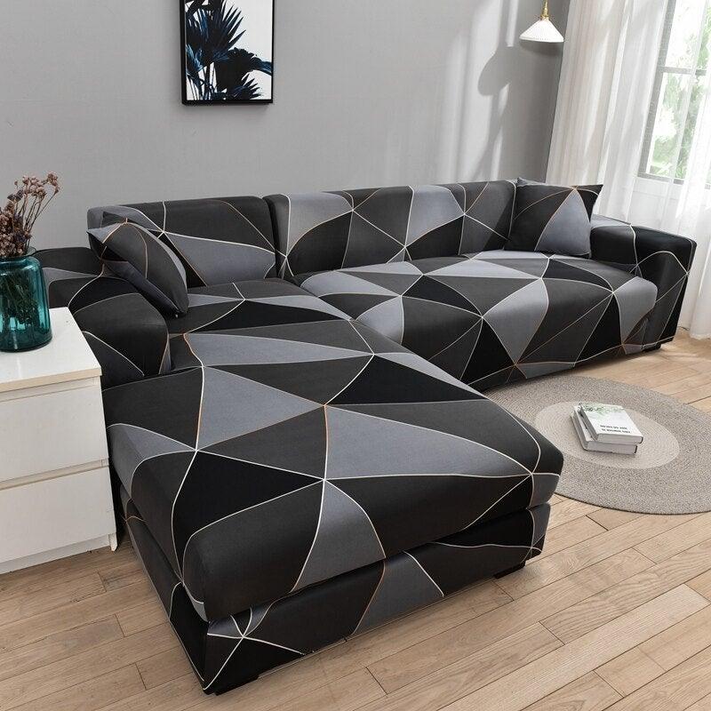 Housse de canapé élastique géométrique premium pour canapés sectionnels
