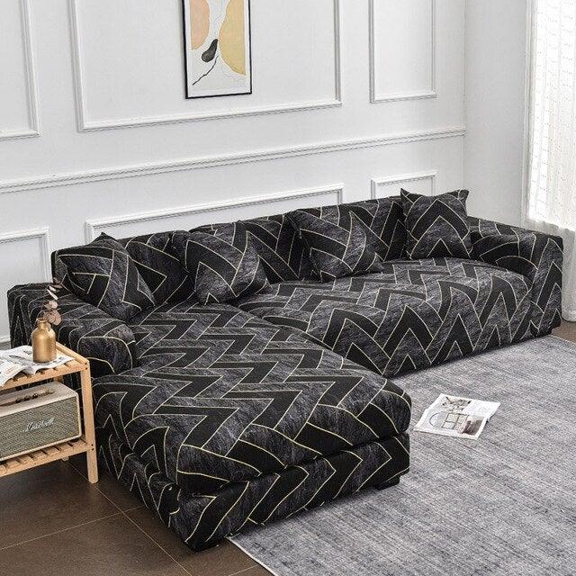 Housse de canapé élastique géométrique premium pour canapés sectionnels