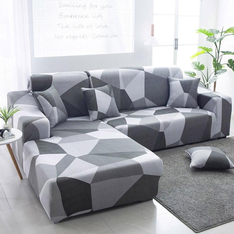 Housse de canapé élastique géométrique premium pour canapés sectionnels