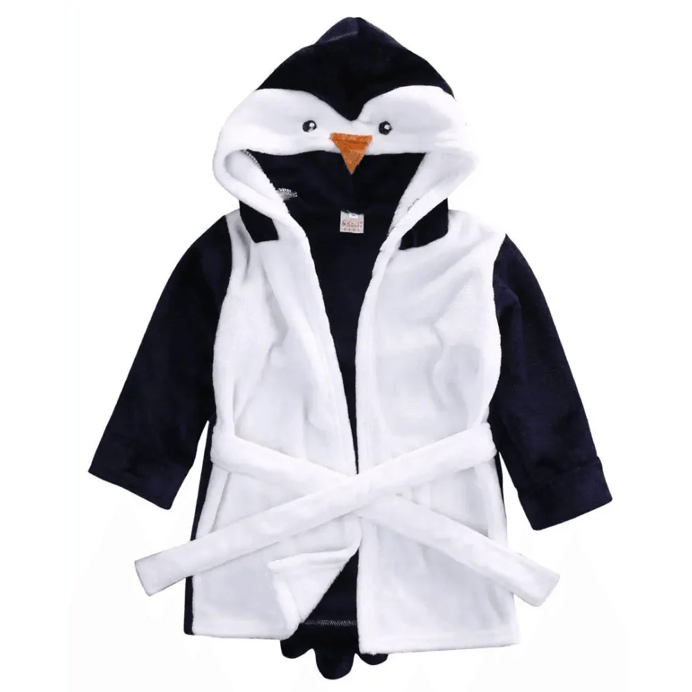Robe de bain pour bébé avec visage d'animal en cartoon - Douce et confortable