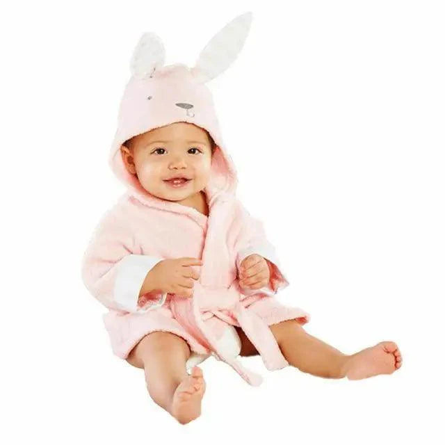 Robe de bain pour bébé avec visage d'animal en cartoon - Douce et confortable
