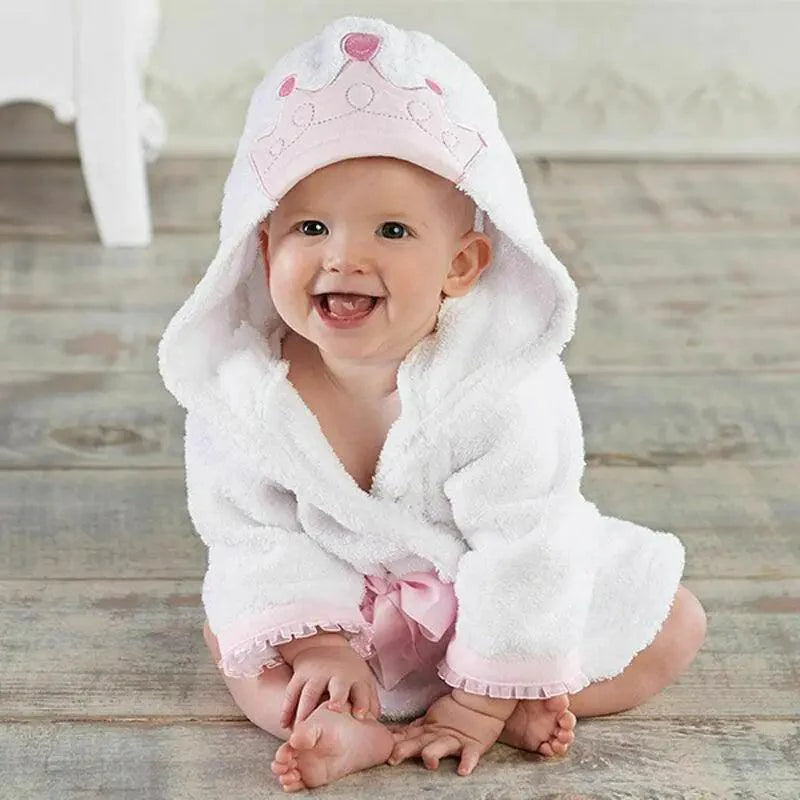 Robe de bain pour bébé avec visage d'animal en cartoon - Douce et confortable