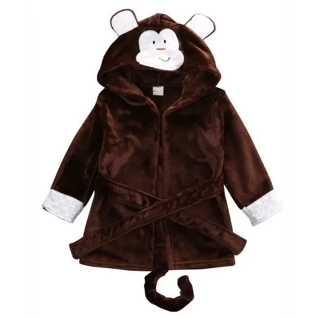 Robe de bain pour bébé avec visage d'animal en cartoon - Douce et confortable