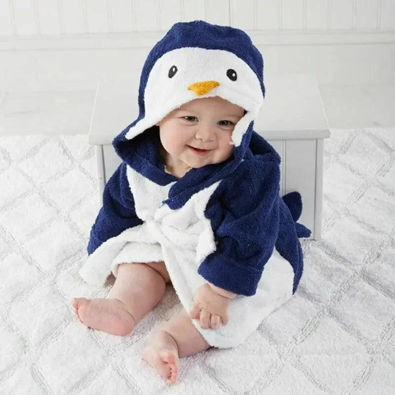 Robe de bain pour bébé avec visage d'animal en cartoon - Douce et confortable