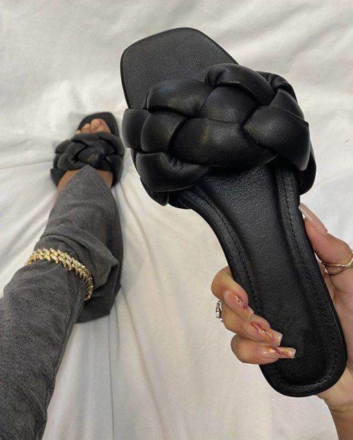 Sandalias Elegantes de Cuero Tejido Suave para Mujeres