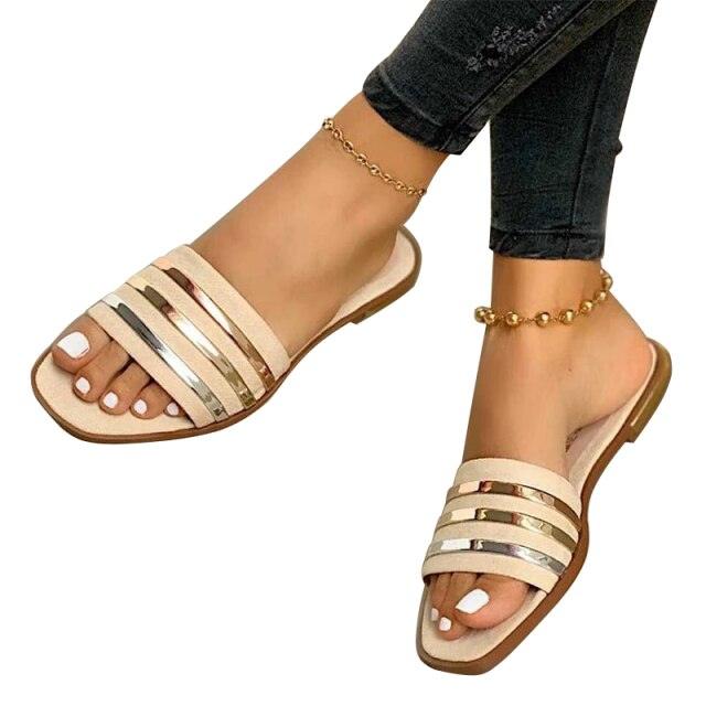 Sandalias Elegantes de Cuero Tejido Suave para Mujeres