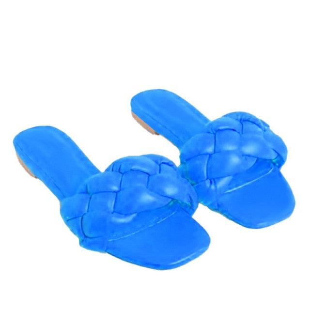 Sandalias Elegantes de Cuero Tejido Suave para Mujeres