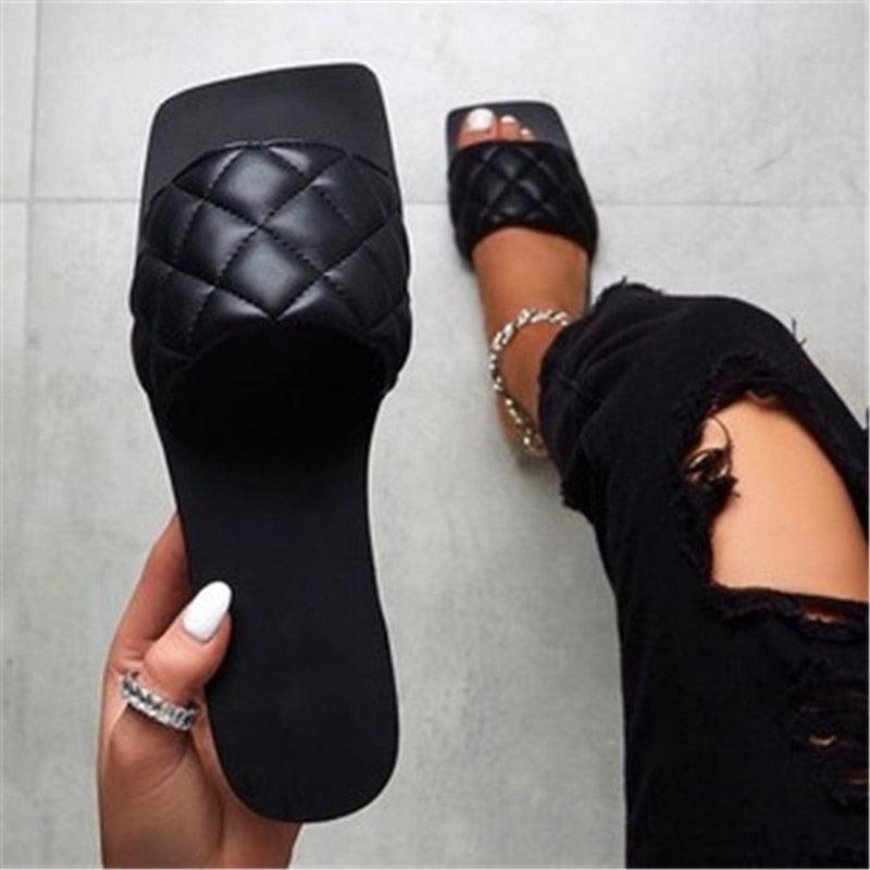 Sandalias Elegantes de Cuero Tejido Suave para Mujeres