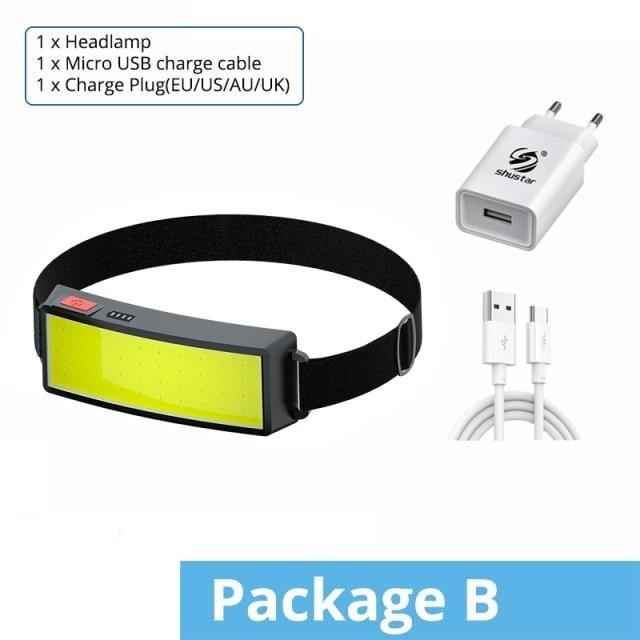 Lampe frontale LED réglable premium avec batterie rechargeable