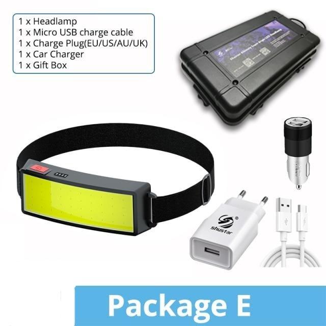 Lampe frontale LED réglable premium avec batterie rechargeable