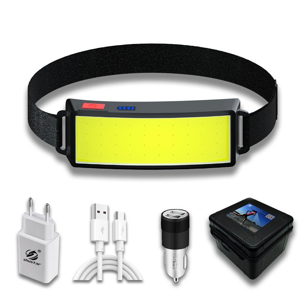 Lampe frontale LED réglable premium avec batterie rechargeable