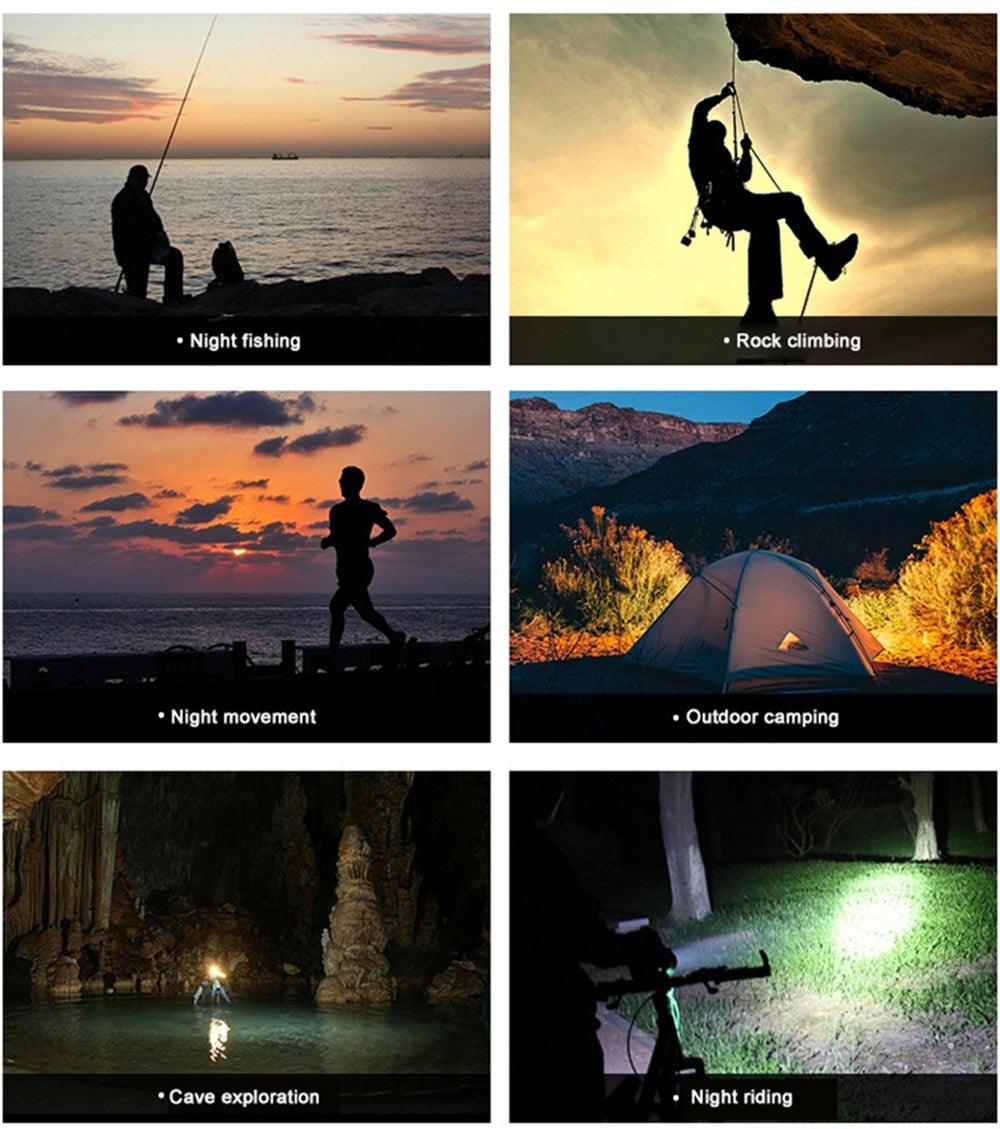 Lampe frontale LED réglable premium avec batterie rechargeable
