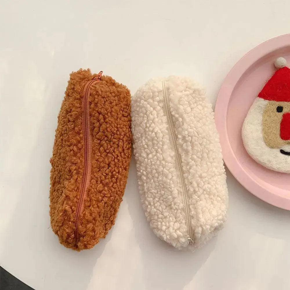 Trousse à crayons en peluche douce - Poche de rangement élégante et polyvalente