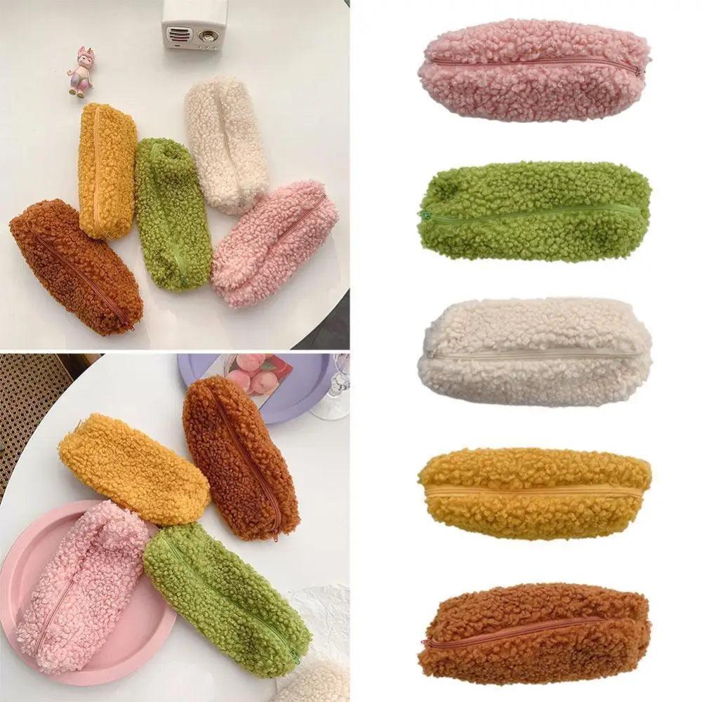 Trousse à crayons en peluche douce - Poche de rangement élégante et polyvalente