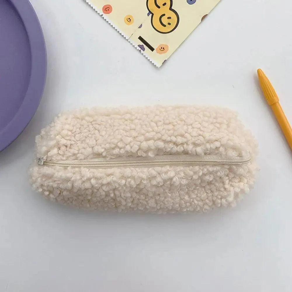 Trousse à crayons en peluche douce - Poche de rangement élégante et polyvalente