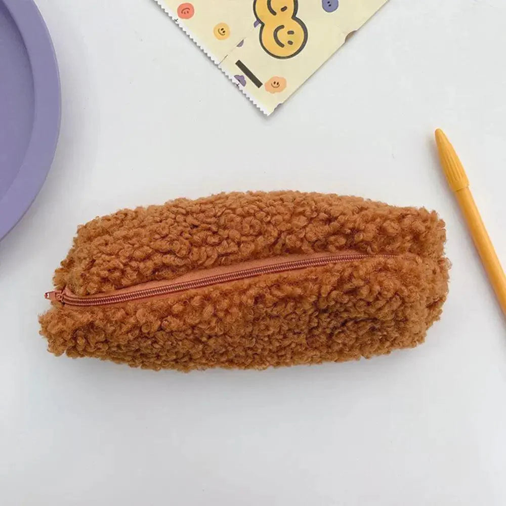 Trousse à crayons en peluche douce - Poche de rangement élégante et polyvalente
