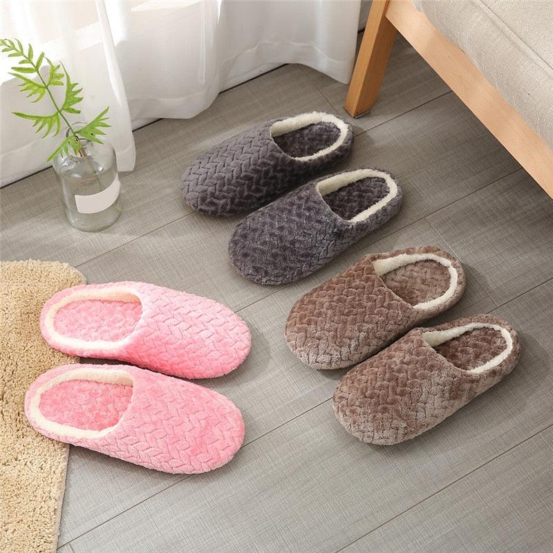 Chaussons en mousse à mémoire de forme en peluche pour femmes - Confort douillet