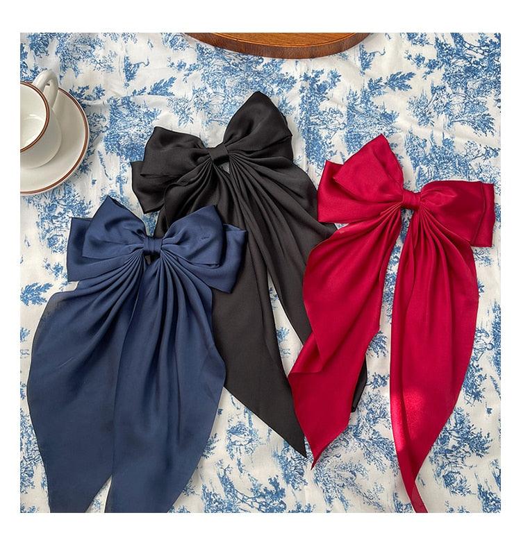 Elegant Satin Bow Hairpins for Women and Girls