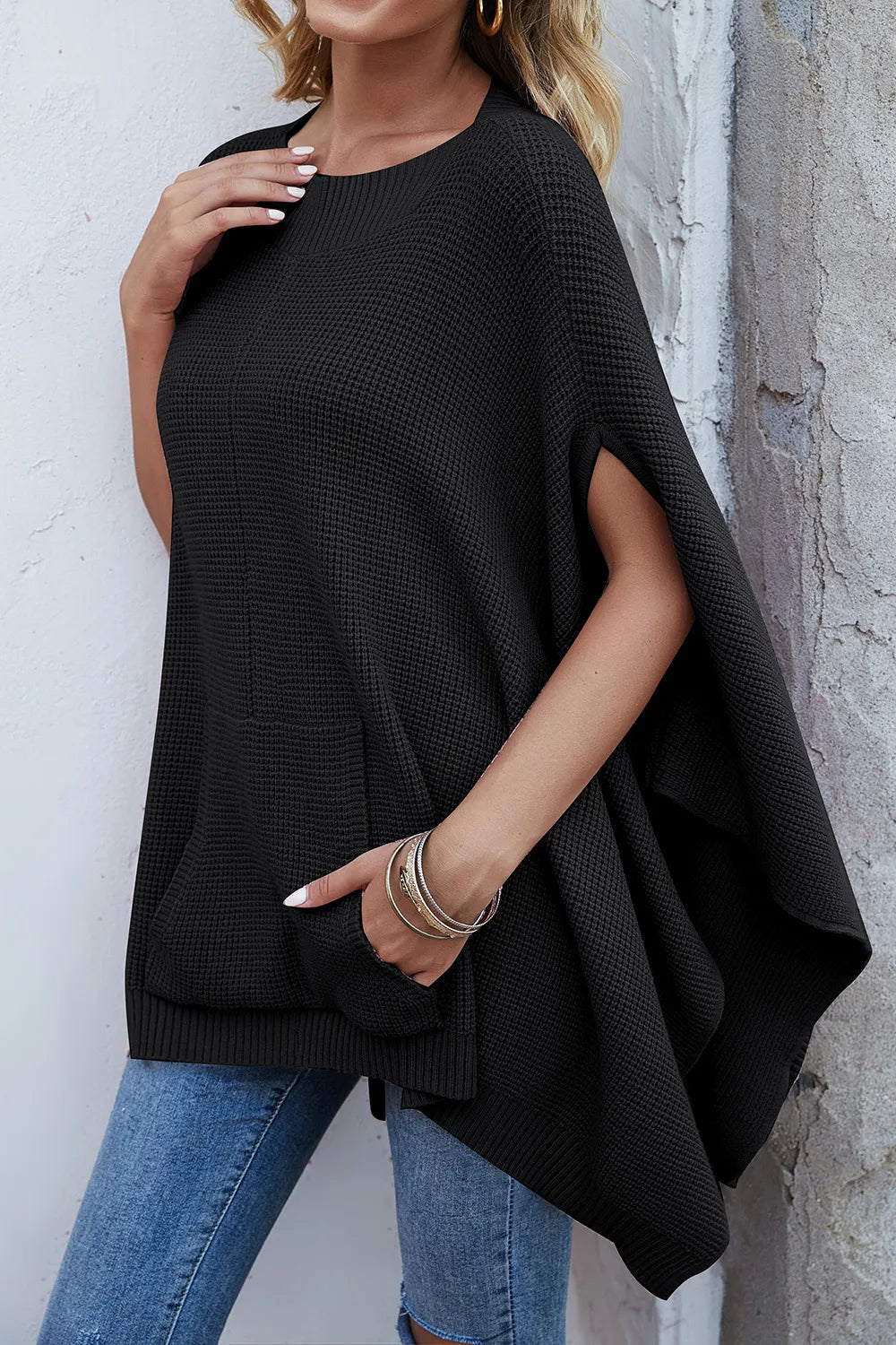 Solid color casual style plus size women's knitted sweater - Korvel