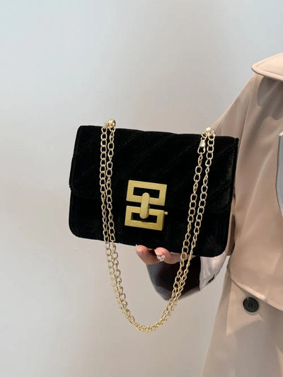 Solid Color Chain Shoulder Bag - Korvel