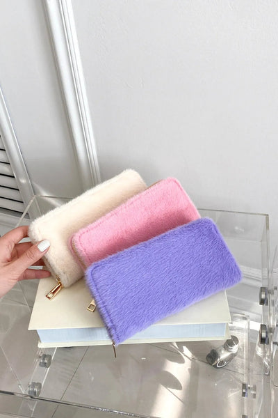 Billetera Rectangular de Color Sólido de Peluche