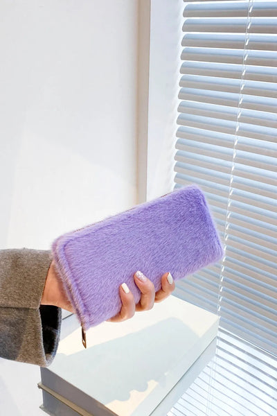 Billetera Rectangular de Color Sólido de Peluche