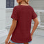 Solid color pocket V-neck loose short sleeved T-shirt top for women - Korvel