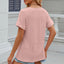 Solid color pocket V-neck loose short sleeved T-shirt top for women - Korvel