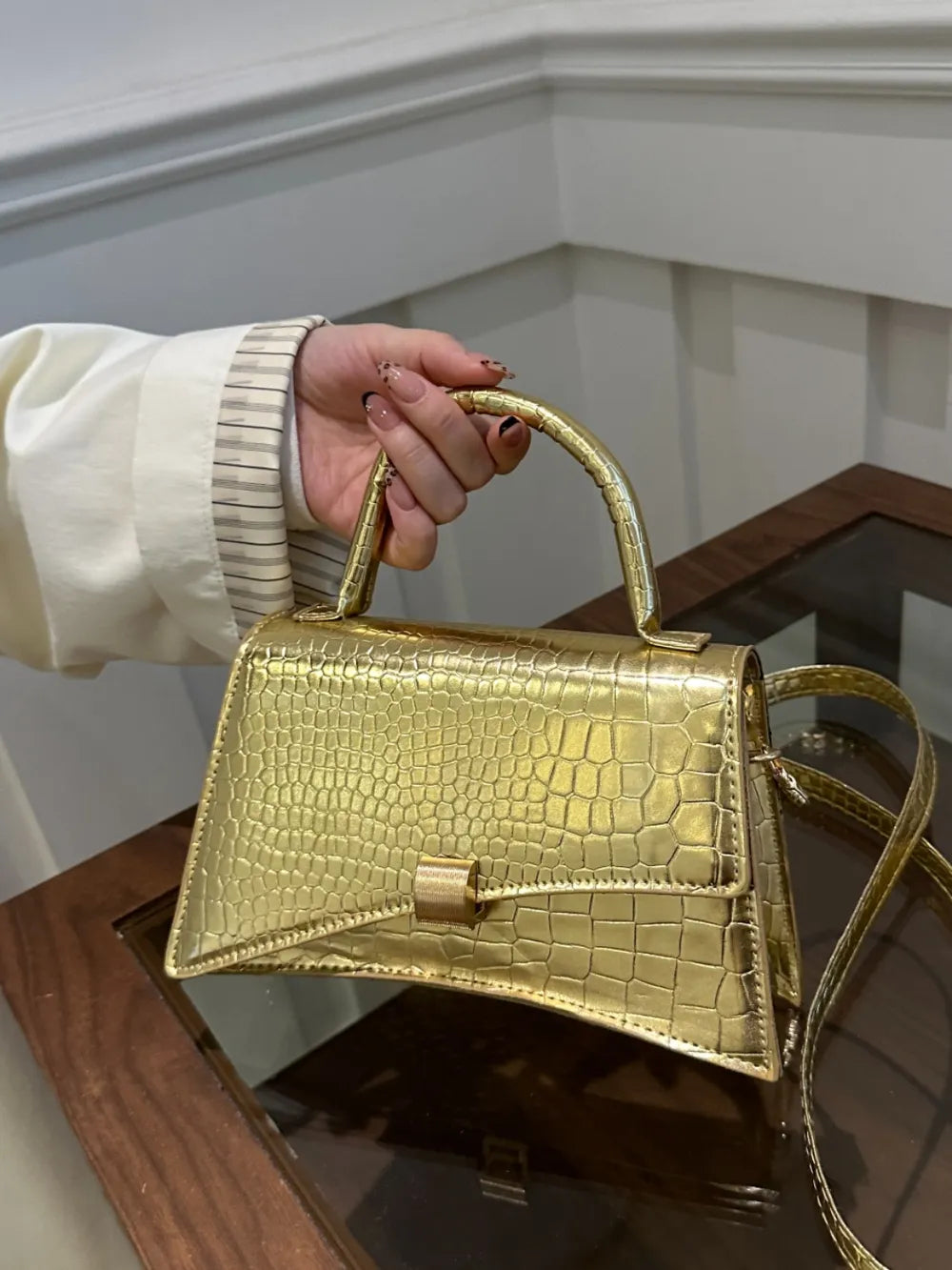 Solid Color PU Leather Handbag - Korvel