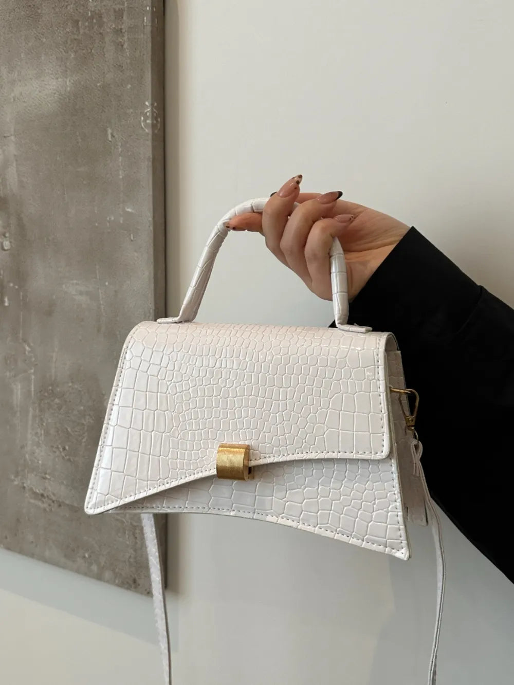 Solid Color PU Leather Handbag - Korvel