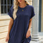 Solid Color Round Neck Pocket Loose Short Sleeved Dress