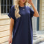 Solid Color Round Neck Pocket Loose Short Sleeved Dress