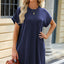 Solid Color Round Neck Pocket Loose Short Sleeved Dress