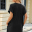 Solid Color Round Neck Pocket Loose Short Sleeved Dress