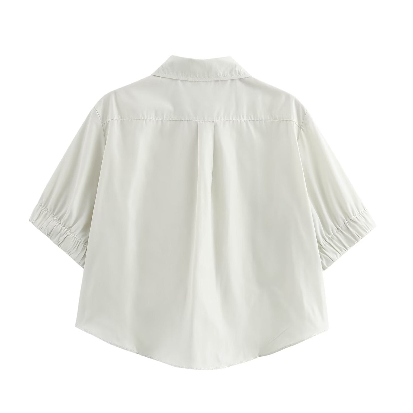 Solid color short shirt wide swing MIDI skirt - Korvel