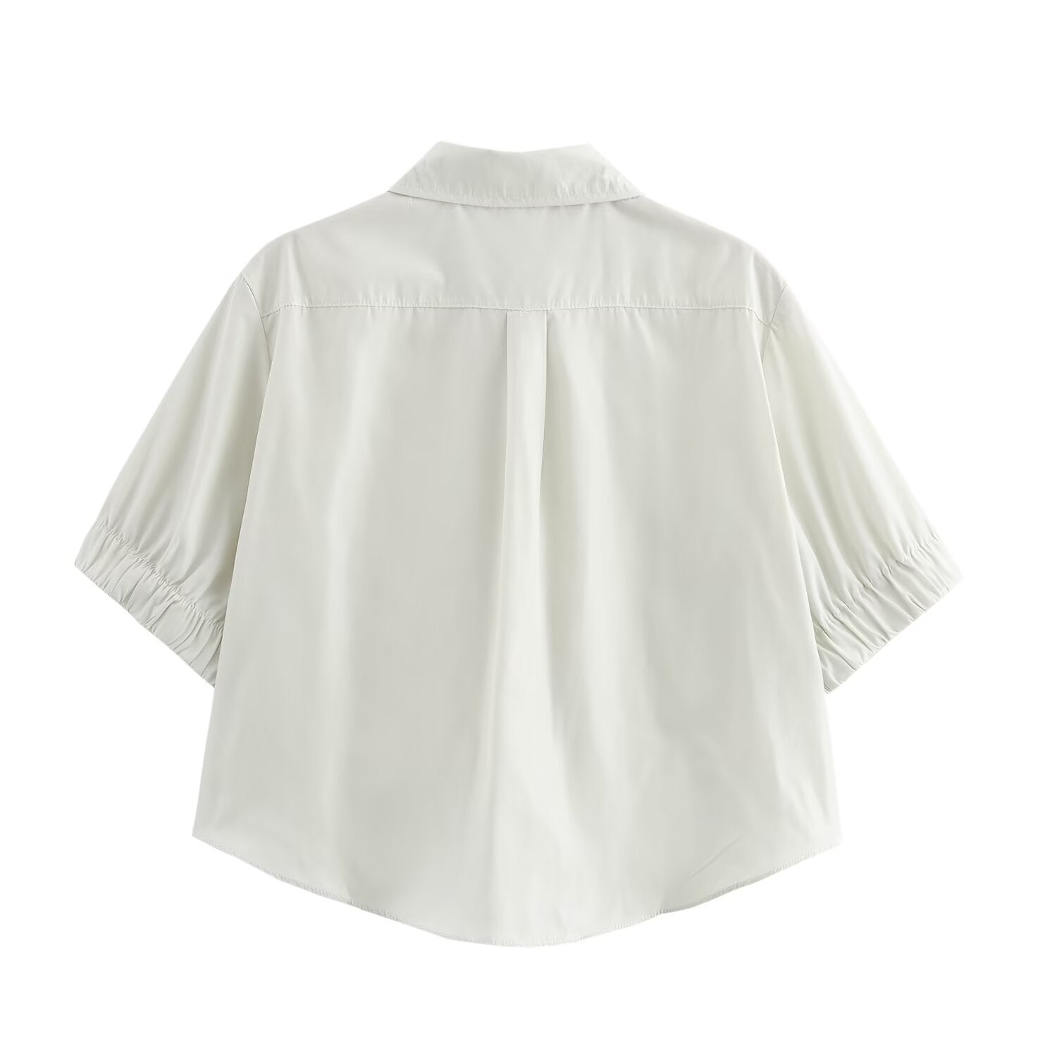Solid color short shirt wide swing MIDI skirt - Korvel