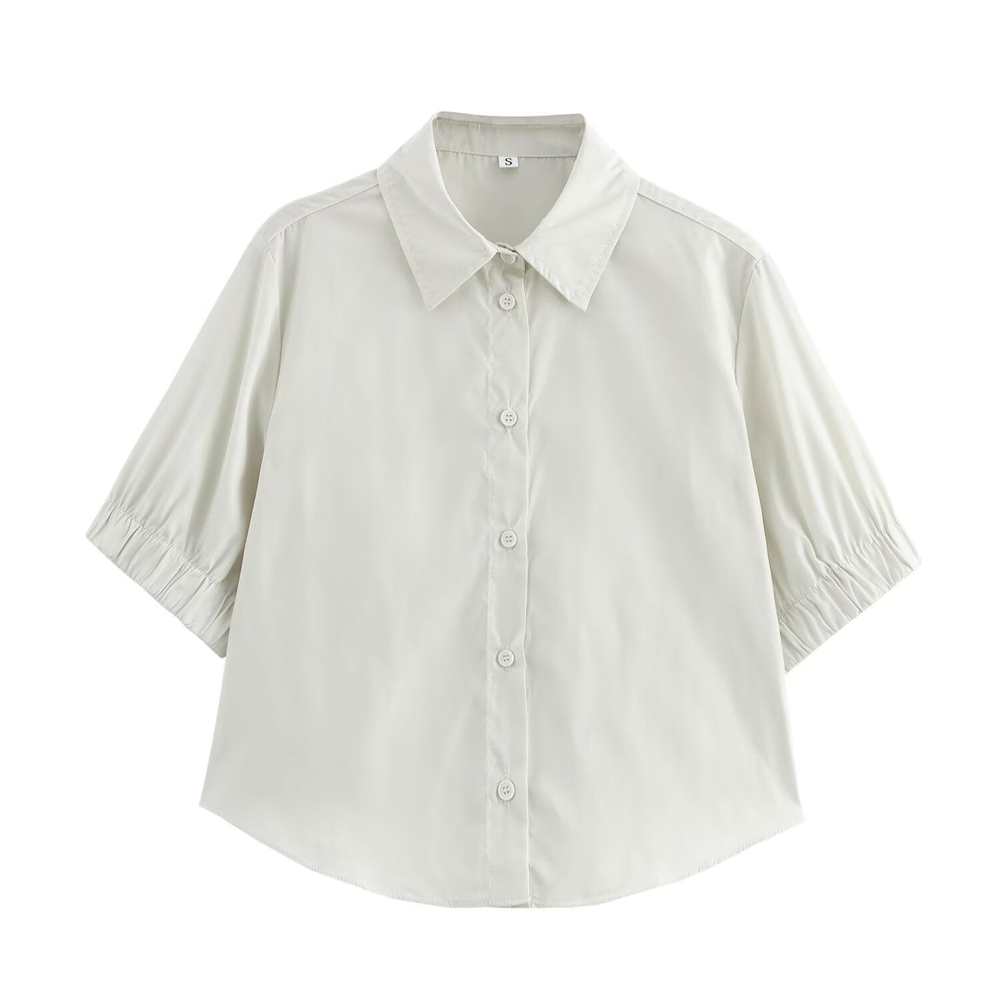 Solid color short shirt wide swing MIDI skirt - Korvel