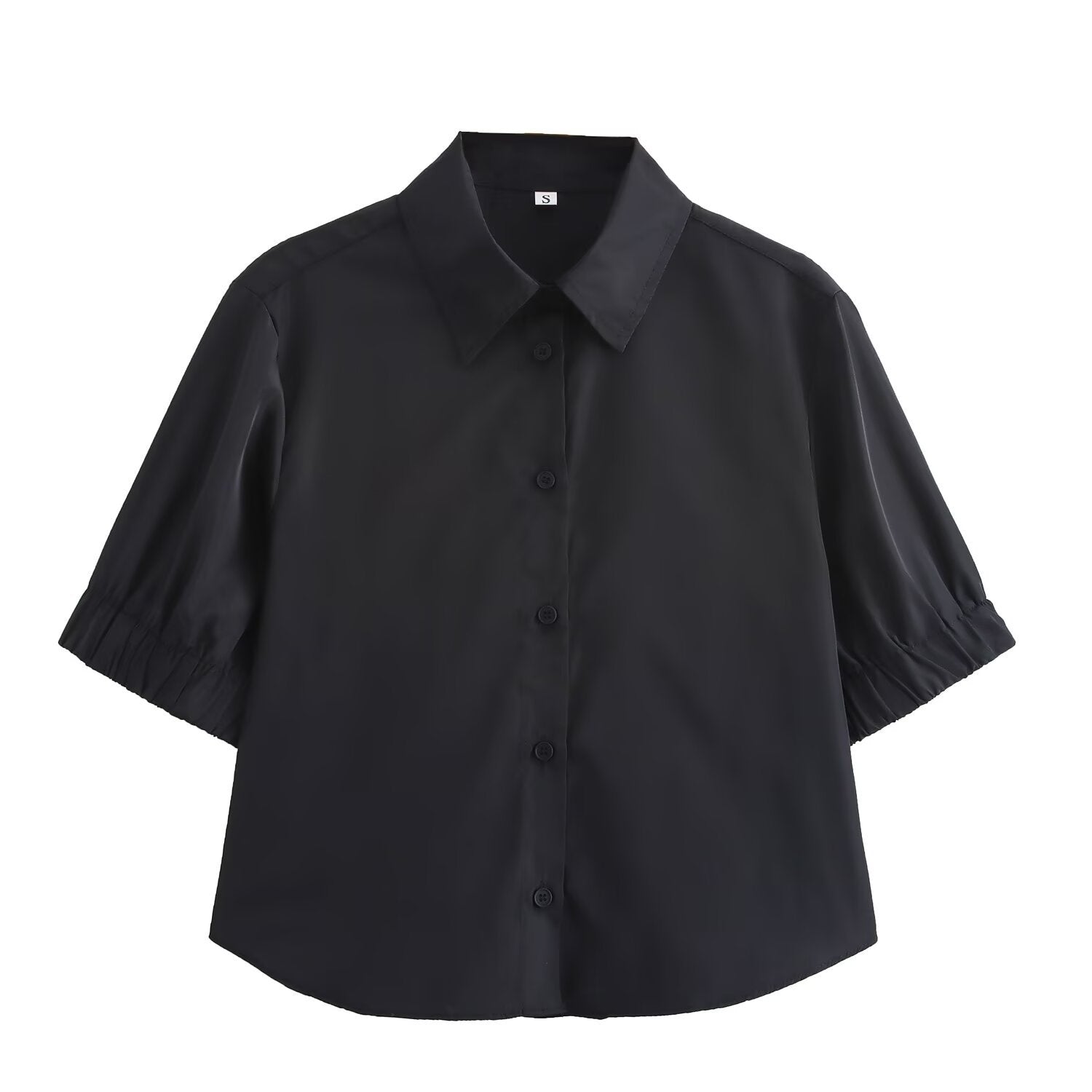 Solid color short shirt wide swing MIDI skirt - Korvel
