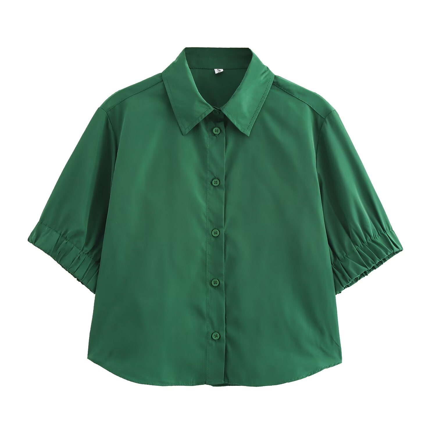 Solid color short shirt wide swing MIDI skirt - Korvel