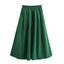 Solid color short shirt wide swing MIDI skirt - Korvel