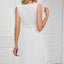Solid color sleeveless button pocket round neck split waist dress - Korvel