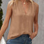 Solid Notched Sleeveless Blouse - Korvel