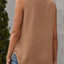 Solid Notched Sleeveless Blouse - Korvel